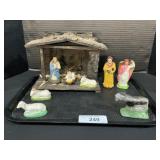 Nativity Scene W/ Figurines & Animals.