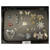 Costume Jewelry, Animal & Floral Brooches.