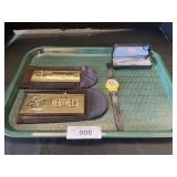 2 Hershey Paperweights, Watch, Space Pen.