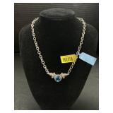 NWT Sterling Silver Necklace W/Aquamarine Accent.