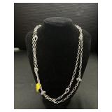 Sterling Silver Necklace W/18 KT Gold Accents.