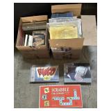 Board Games, Tablecloths, Iron, Food Chopper.