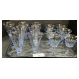 13 Cambridge Style Blue Dessert Glasses.