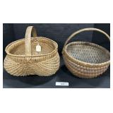 2 Vintage Woven Wicker Baskets.
