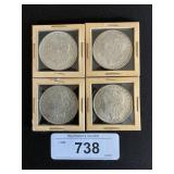 4 90% Silver 1889, 1890,1891, 1904 Morgan Dollars.