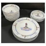Stoneware Lighthouse Dinner Set, Serves 5.