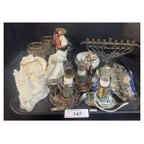 Menorah, Porcelain Figures, Candle Lights.