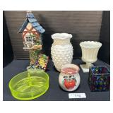 Uranium Glass, Milk Glass Vases.