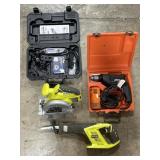 Ryobi Saws, Dremel, Skil Drill.