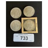 4 90% Silver 1921,1904, 1890 Morgan Dollars.