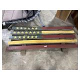 Americana Decorated Primitive Oak Wagon Panel.