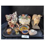 Ceramic Flower Box, Seashell Statue.