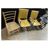 3 Vintage Chairs & Magazine Stand.