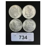 4 90% Silver 1904 Morgan Dollars.