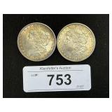 2 90% Silver 1885 Morgan Dollars.