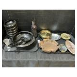 Salad Set, Stoneware, Brass Dish, Glass Jars.
