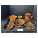 Redware Pottery Dishes & Plates.