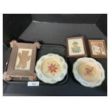 Tramp Art Frame, Watercolor, Needlepoint, Norfolk.