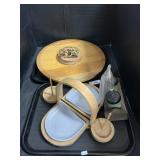 Wooden Lazy Susan, Bagel Serving Tray, Burger