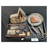 Nativity Scene, Egyptian Dish, Wick Trimmers.