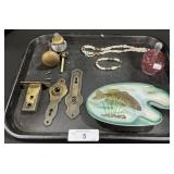 Brass Door Knob, Perfume Bottle, Ideal Bass Plate.