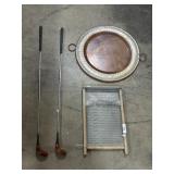 Hammered Copper Tray, Washboard, Golf.