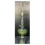 Mid Century Green Glass Lamp.