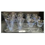 13 Cambridge Style Blue Dessert Glasses.