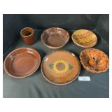 Foltz & Huberhaus Redware Pottery Dishes & Plates.