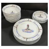 Stoneware Lighthouse Dinner Set, Serves 5.