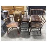 (3) Ornate Windsor Style Chairs.