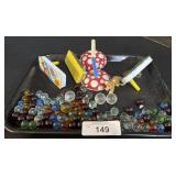 Glass Marbles & Vintage Noise Makers.