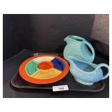 Art Deco Style Pitcher, Creamer, & Snack Dish.