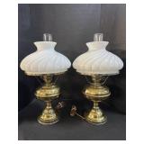 2 Mill Glass Oil Lamps.