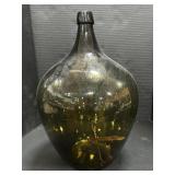 Blown Green Glass Taper Top Bottle.