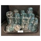 9 Various Ball & Atlas Mason Jars W/ Lids.
