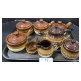 Pottery Soup Bowls, Enesco Tea Pot Set.