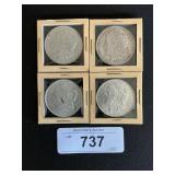 4 90% Silver 1891, 1902, 1921 Morgan Dollars.