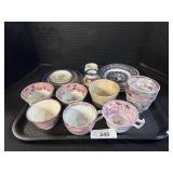 Gaudy Welsh, Transfer Ware Teacups & Plates.