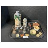 2 Sterling Silver Baby Rattles, Beer Steins