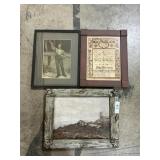 Framed Marriage Certificate, Oil on Canvas, Print.