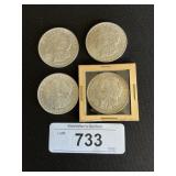 4 90% Silver 1921,1904, 1890 Morgan Dollars.