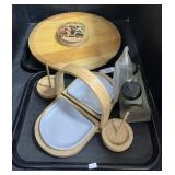 Wooden Lazy Susan, Bagel Serving Tray, Burger