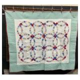 Hand Sewn Double Wedding Ring Quilt.