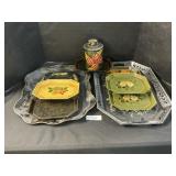 Vintage Toleware Hand Painted Trays.