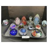 13 Blown Glass Paperweights & Jar, Reflections.