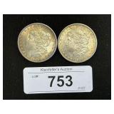 2 90% Silver 1885 Morgan Dollars.