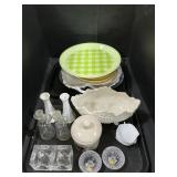 Roseville Ohio Stoneware Canister, Glassware.