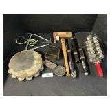 Vintage Instruments, Wood Flute, Tambourine.