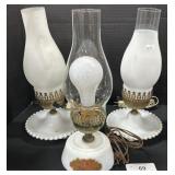 3 Electric Hurricane Lamps.